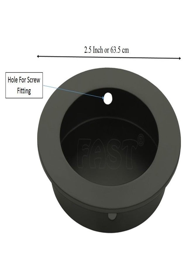 فاست مقبض انزلاقي مخفي دائري من الفولاذ المقاوم للصدأ من فاست، مقاس 2.5 بوصة، لأبواب الخزائن ودواليب الملابس، بالإضافة إلى مقابض سحب للأدراج، 4 قطع (أسود) - Image 2